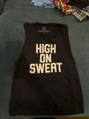 SOULCYCLE Black Tank with White "HIGH ON SWEAT" Graphic
